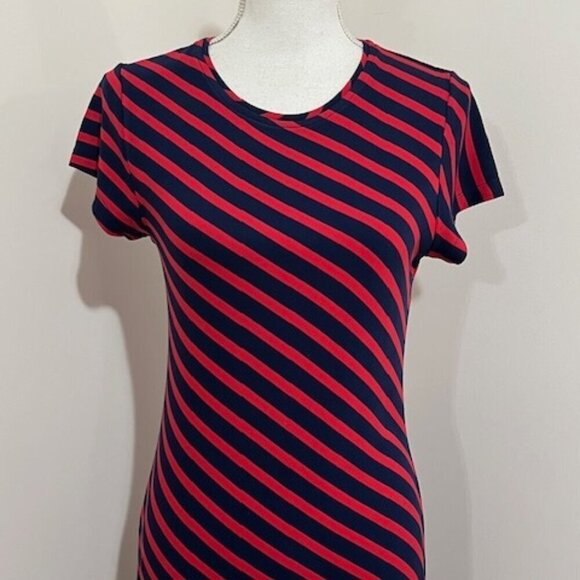 Vineyard Vines Striped Weekend Maxi Dress Navy Blue Red Size M - Picture 2 of 6